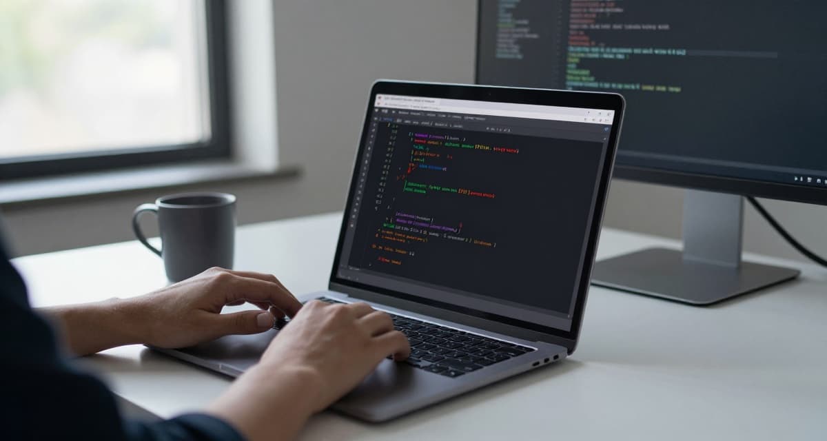 Developer reviewing API documentation changes on laptop