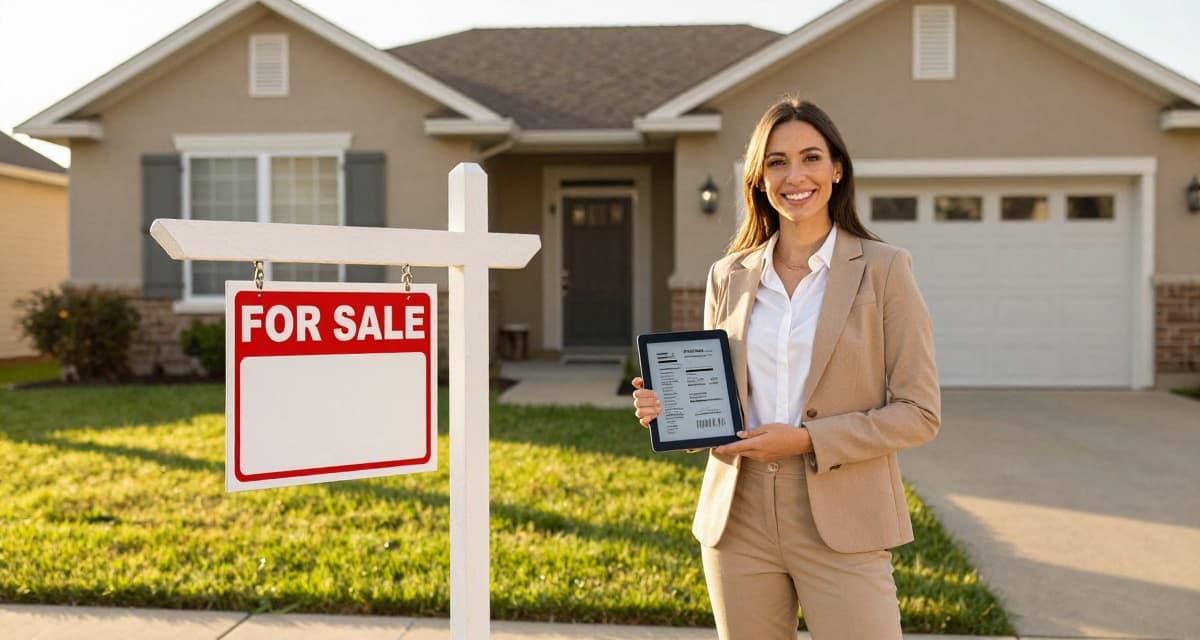 Real estate agent checking property listings on tablet